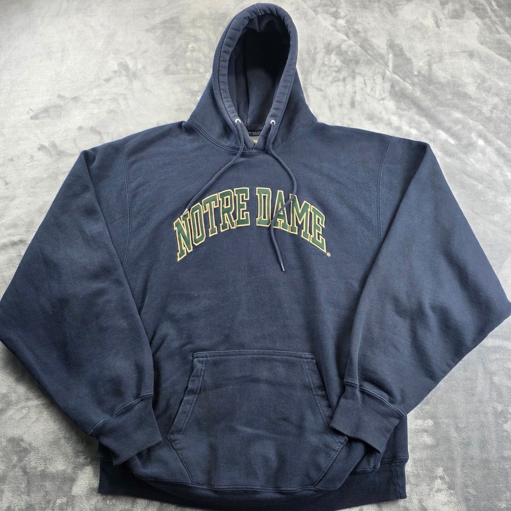 Steve and‎ Barry's Notre Dame Hoodie Mens L Navy Blue Embroidered Collegiate
